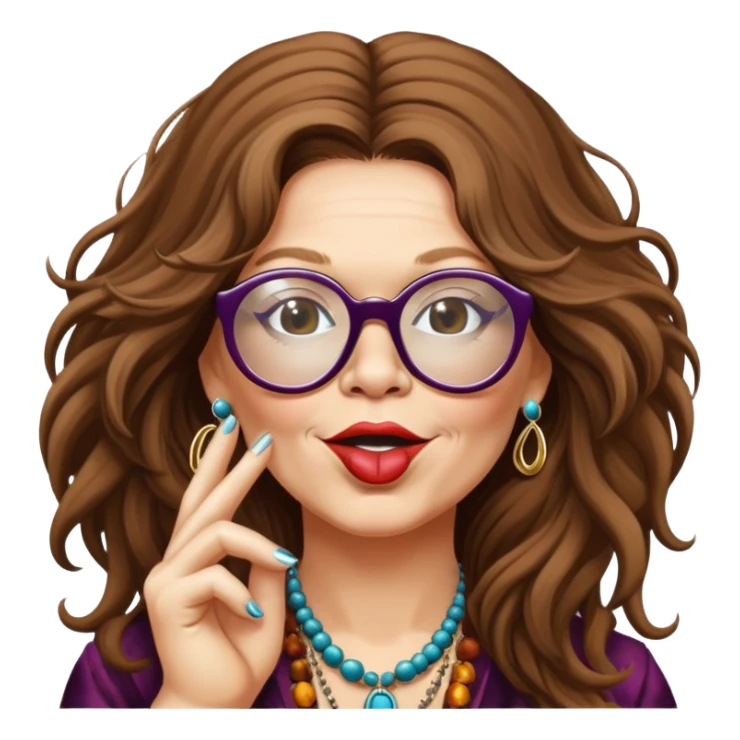 Janis Joplin blowing a kiss with her iconic glasses sticker