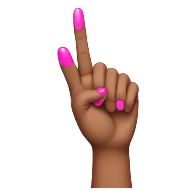 Middle finger with pink nail polish sticker