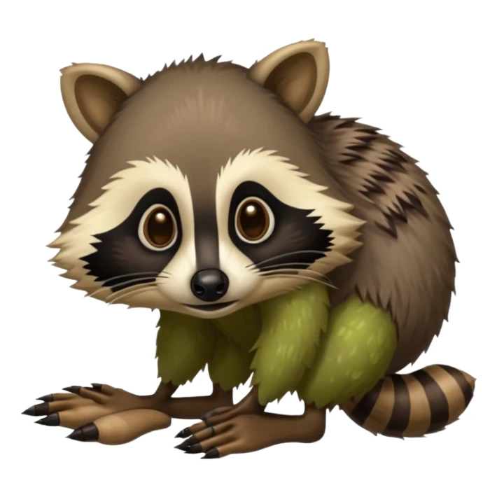 A kiwi with a raccoon's head and human feet sticker