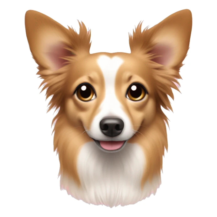 cross between chihuahua and sheltie with pink hearts around head sticker