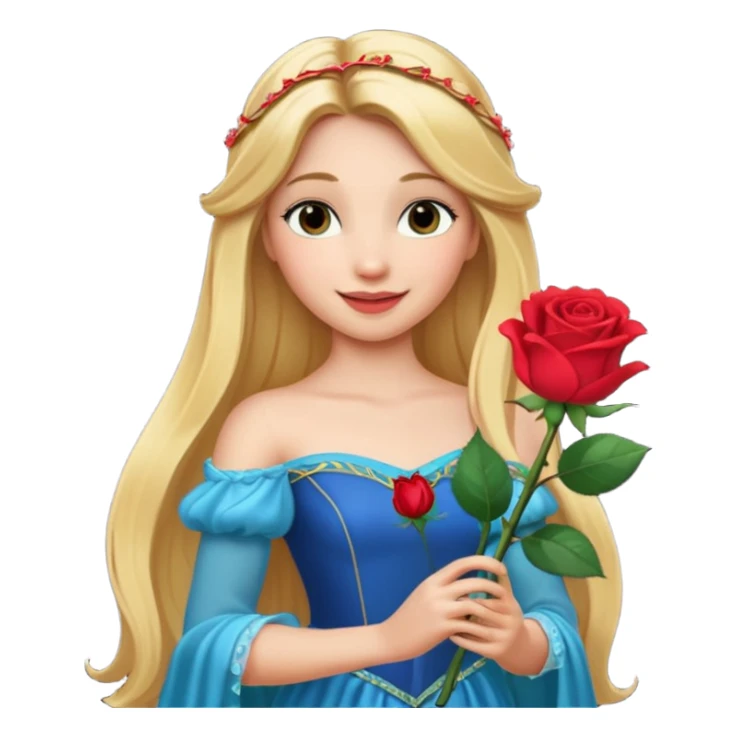 Aurora princess standing pose holding a rose sticker