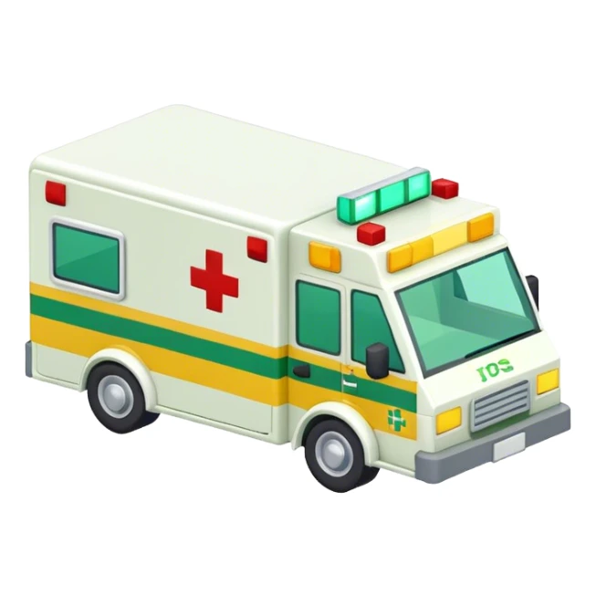 isometric yellow and green check ambulance  sticker