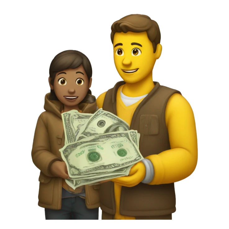 Giving money to a begger sticker