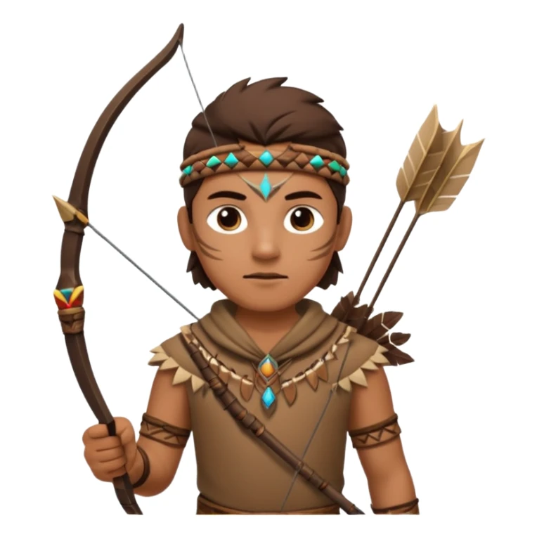 The classic hunter image with a bow and arrow on his back, dressed in brown with some animal made decorations sticker