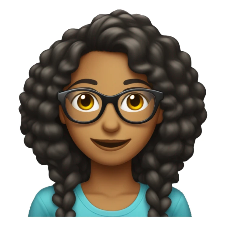 Una chica rizada pelo negro con gafas sonriendo sticker