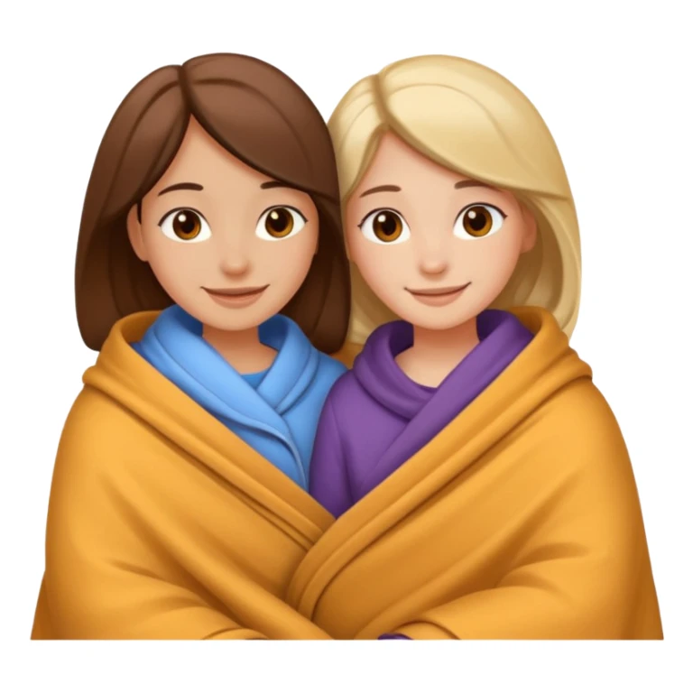 two girls cozy in bed, cuddling under a blanket, no text sticker