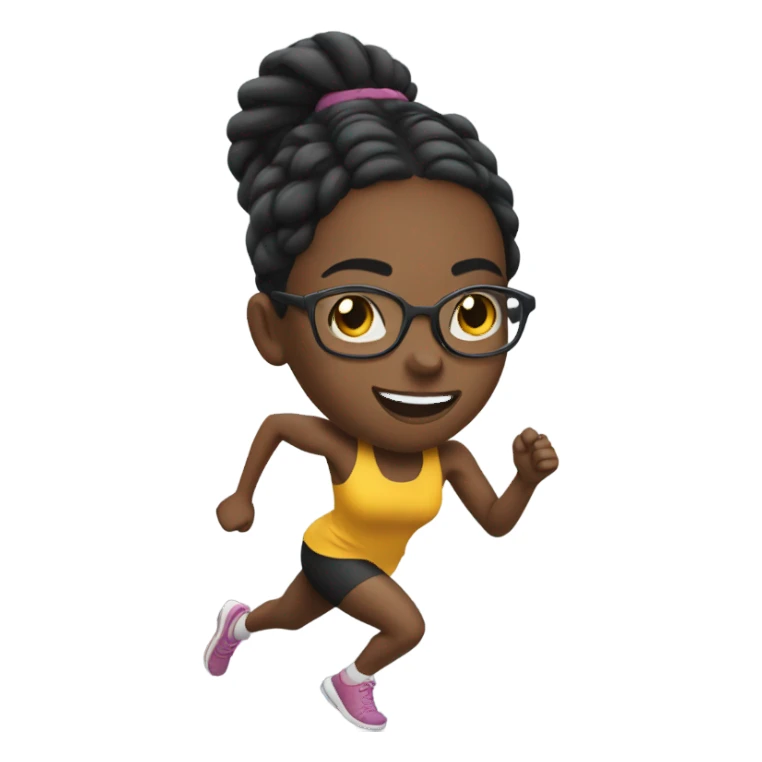 Black girl who runs track with braids and clear glasses sticker
