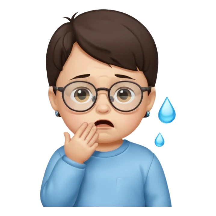 brunette baby boy crying with glasses sticker