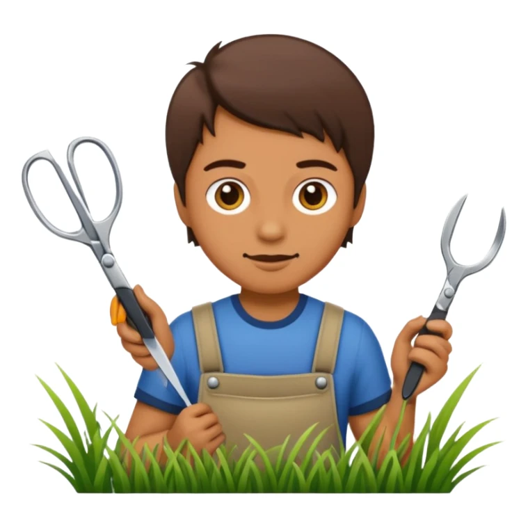 Hand cutting grass with a pair of scisors sticker