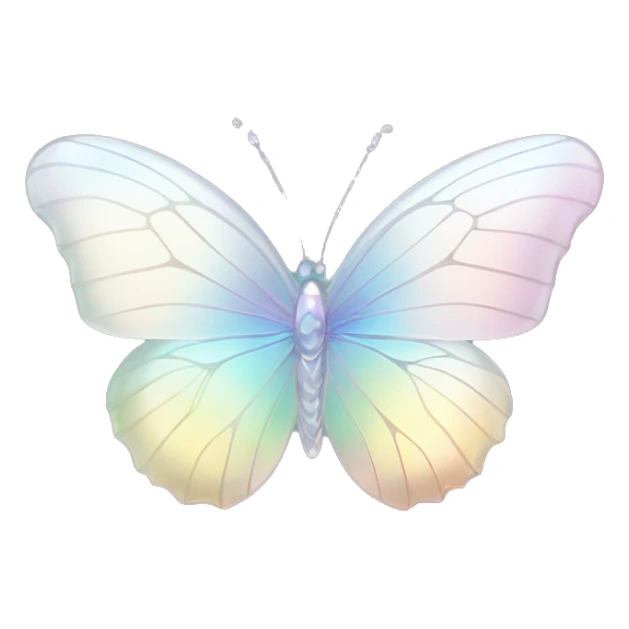 Pastel white iridescent glass crystal butterfly sticker