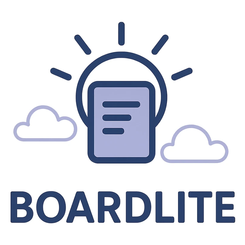 logo for Boardlite app abstract icon with board shape and light ray or halo, modern memorable scalable style, no person or animal sticker