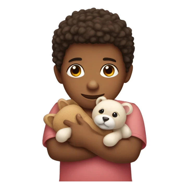 Un niño con un peluche en la mano sticker