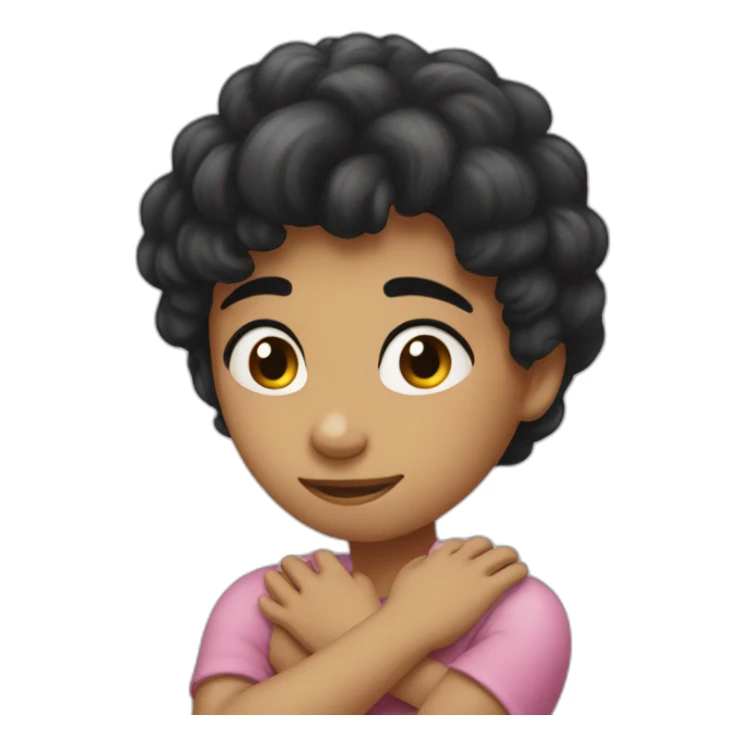 girl boy hug black hair sticker