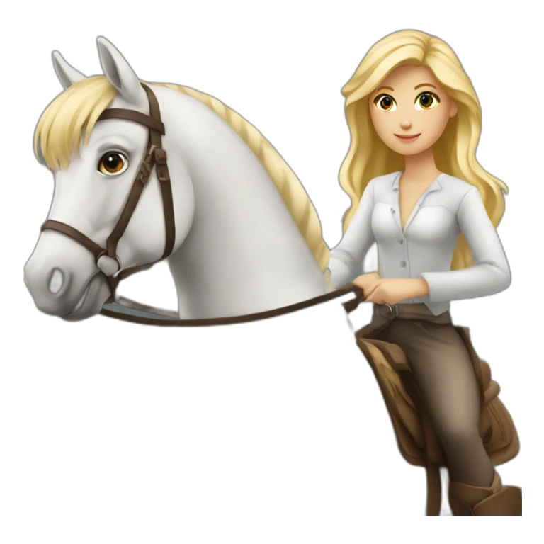 Fille blonde sur un cheval blanc sticker