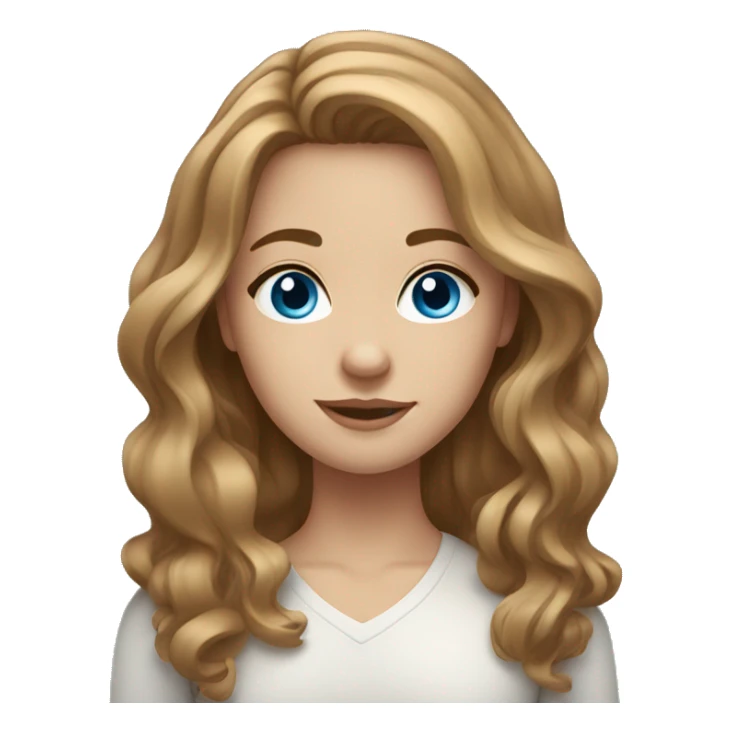 Girl with medium long, light brown wavy hair, blue eyes  sticker