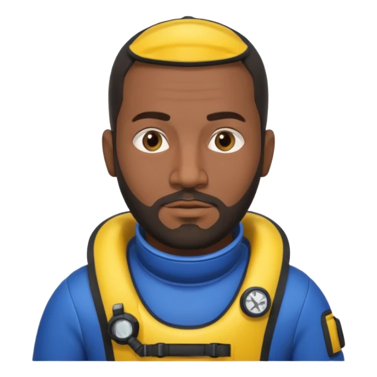 Moroccan Male 38, dark hair, short beard, slightly overweight, scuba diving sticker