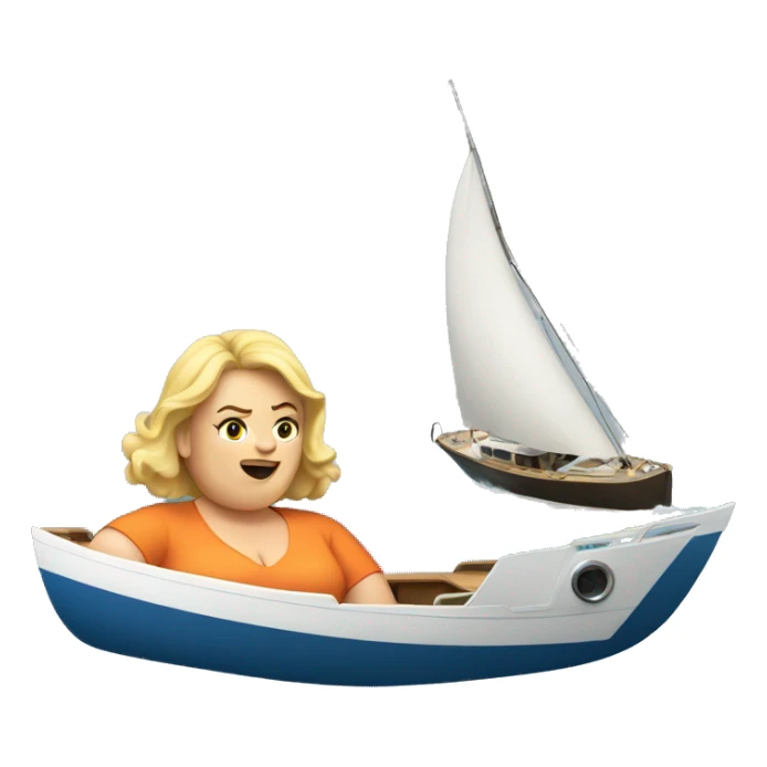 A fat blonde lady on a sinking yacht sticker