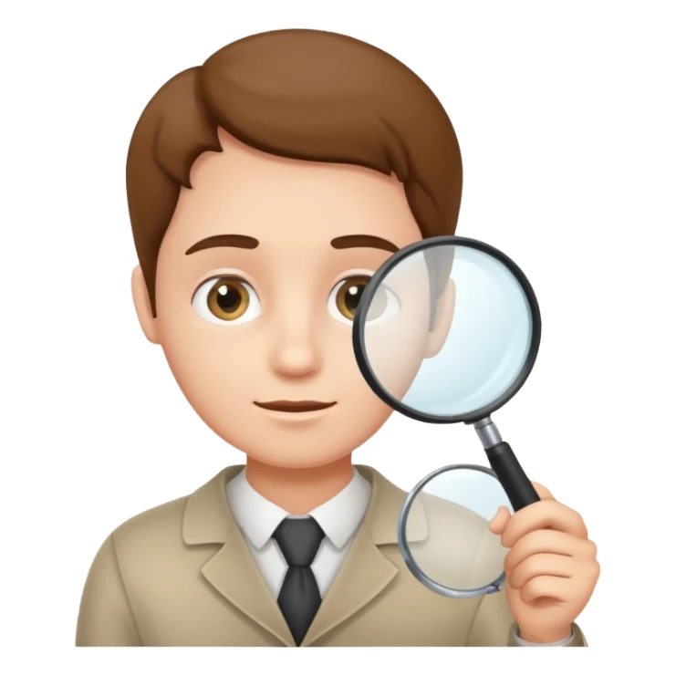 content expert person with a magnifying glass and document sticker