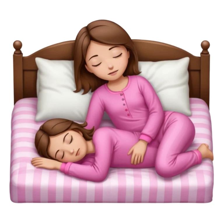 Menina de cabelos castanhos de corpo inteiro, pijama rosa, dormindo sticker