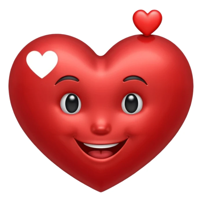 smiling face with a heart popping out, heart is metallic sticker