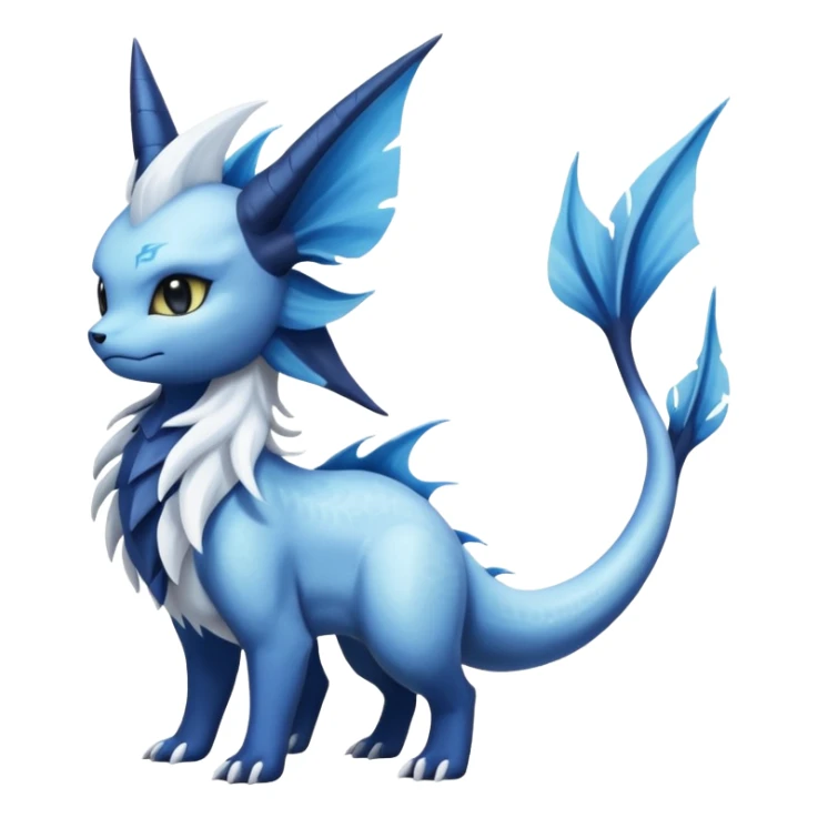 Vaporeon-Samurott-Absol-Fakémon-hybrid-creature (full body)  sticker
