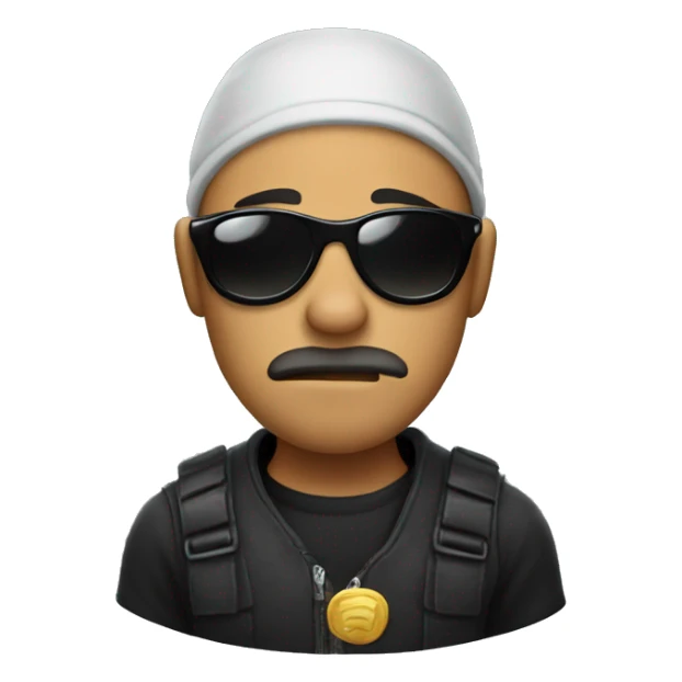 A robber that has a dog face and has black sunglasses  sticker