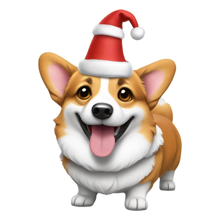 Tri-color corgi wearing Christmas hat  sticker