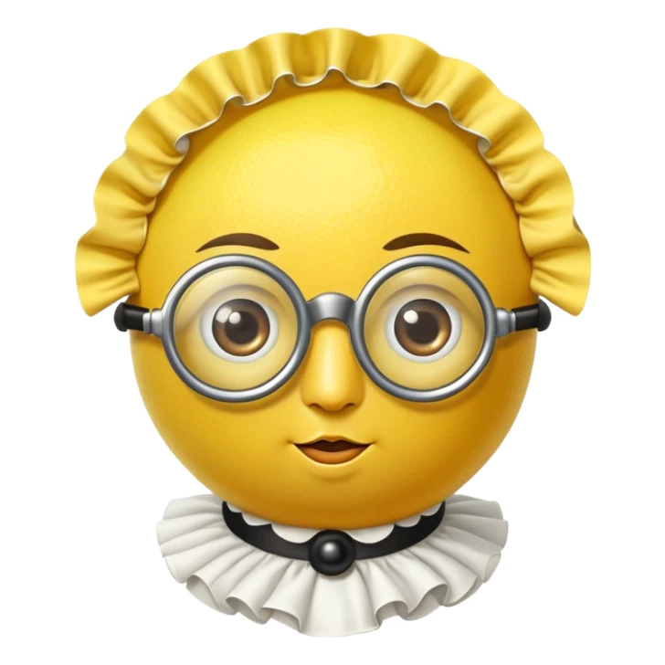 lemon citrus fruit wearing a monocle single eyeglass and Elizabethan Victorian ruffled collar sticker