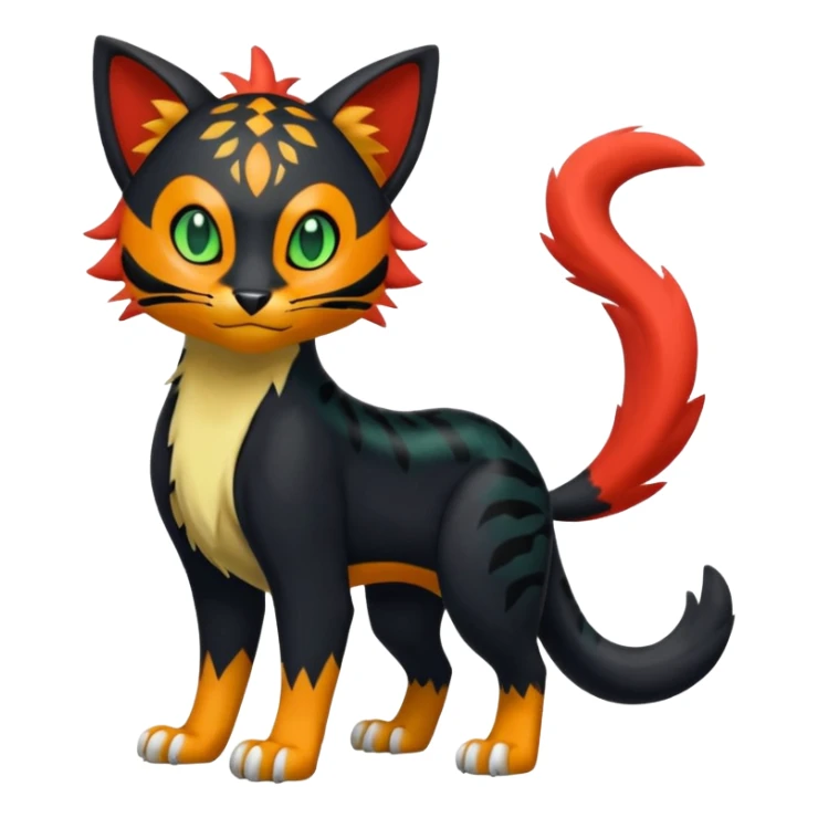 Furry Sneaky Mischievous Expressive Liepard-Nargacuga-Litten-Sprigatito-Pokémon-fusion-creature (full body) sticker