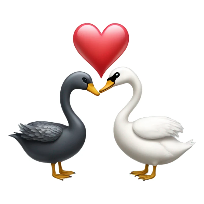 A swan and a slug with a heart between them sticker