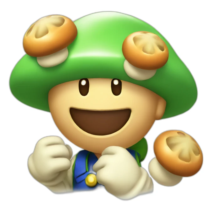 Luigi enjoying his mushrooms sticker