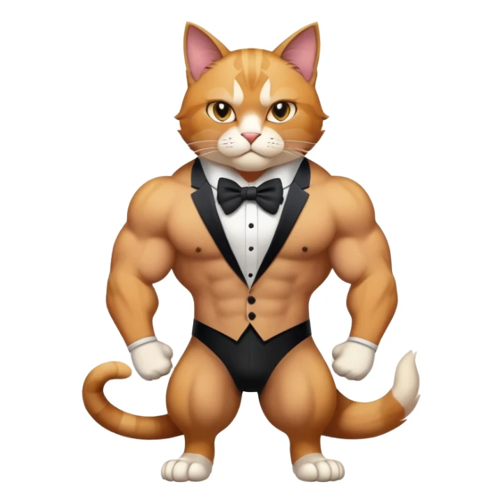 Super muscular Buff sigma Gigachad cat full body tuxedo colored  sticker