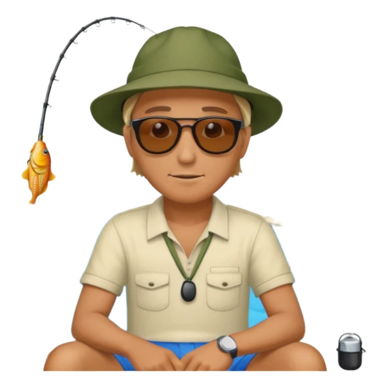 
man sitting fishing near the pool sticker