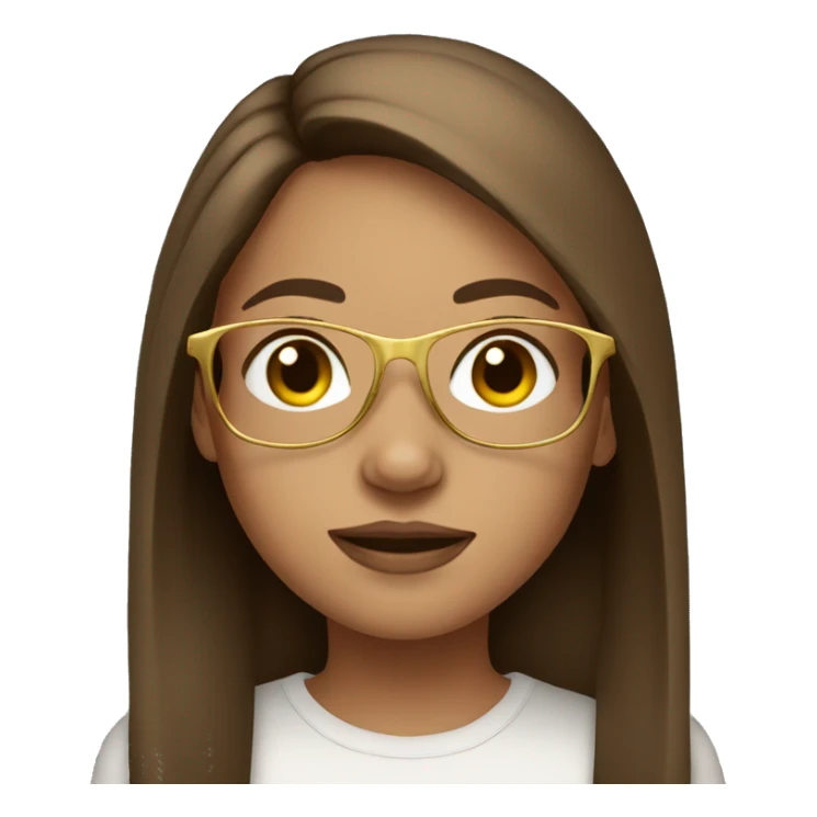 Girl with gold glasses and brown straight hair sticker