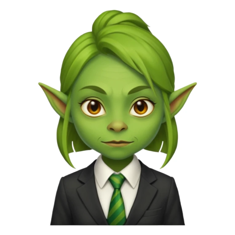 female goblin with tie, business sticker