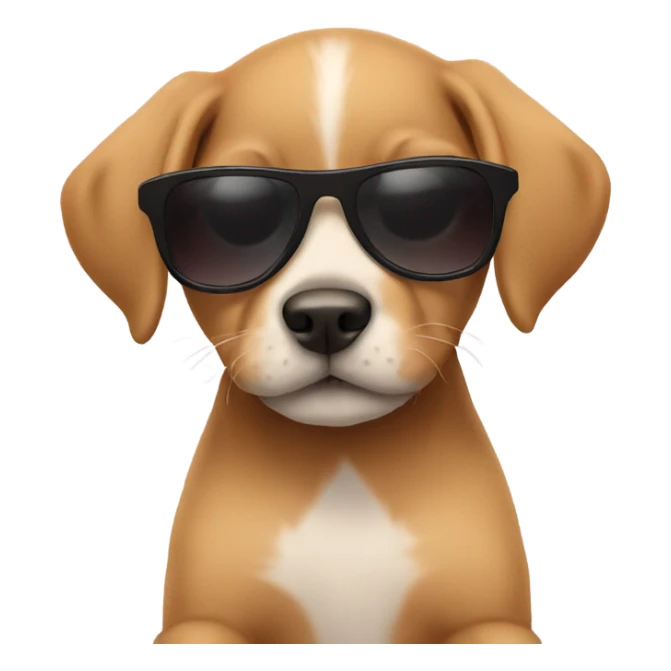 Puppy wearing sunglasses with sunglasses on sticker