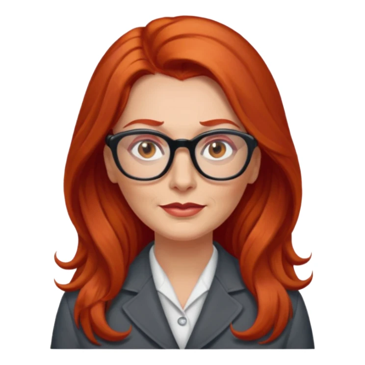 Heavy set mid 50's long red hair women hazel eyes sticker