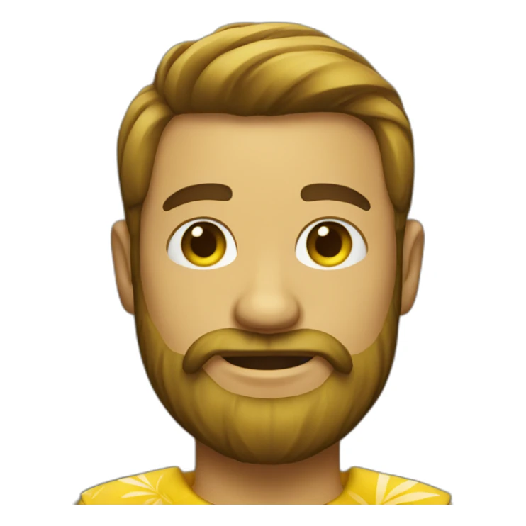 guy with yellow hawaiian skirt beard sticker