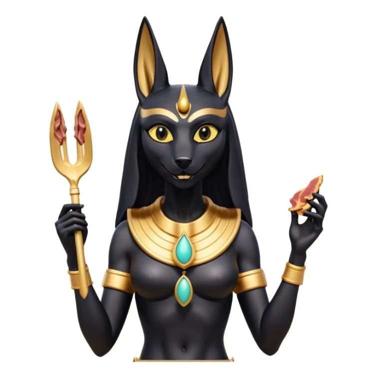  Friendly silky Black fur beautiful female alien anubis statue posed biting on store-brand bacon Usda-certified godly packaging  sticker