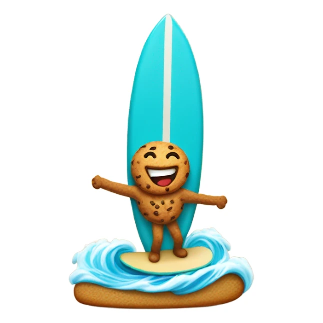 Cookie on a surf board sticker