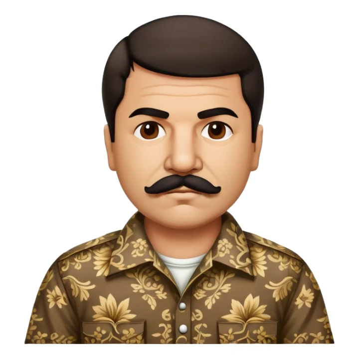 Mexican drug lord El Chapo with mustache and patterned shirt sticker