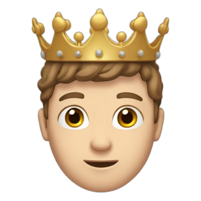 wawy brown hair white boy with a crown sticker