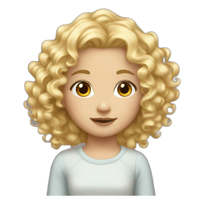 white little girl curly blonde hair sticker