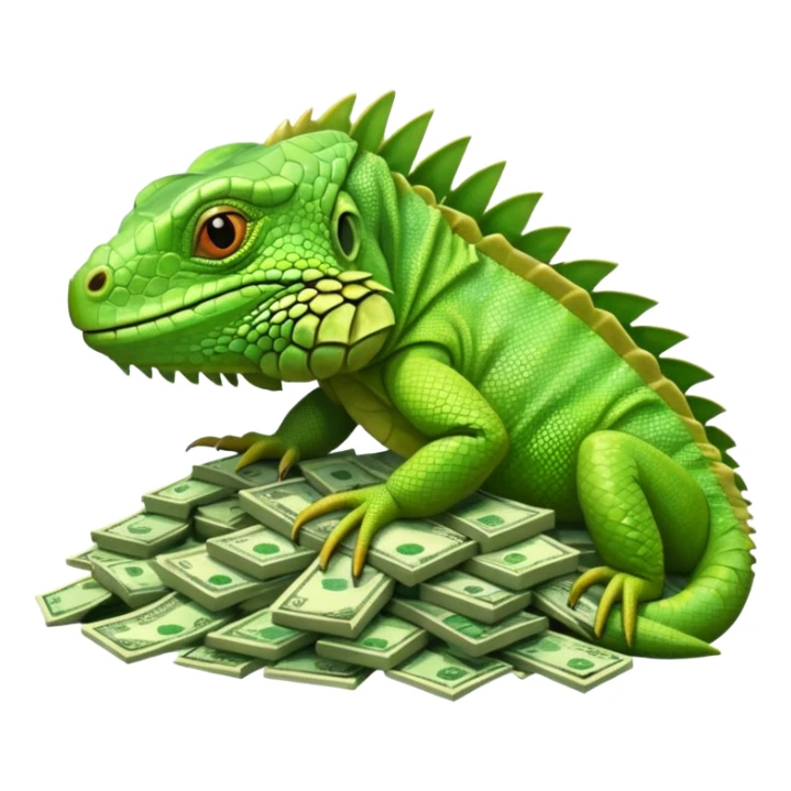 capitalist iguana lying in money sticker