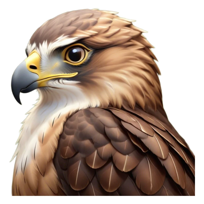 Meme-Worthy Cute Sleeping Hawk Portrait Emoji, Head resting peacefully with a contented smile, showcasing a robust, agile form with eyes gently closed in serene slumber and a subtly curved beak, Simplified yet adorably endearing features, highly detailed, glowing with a soft, drowsy light, high shine, relaxed and utterly lovable, stylized with an air of playful laziness, soft glowing outline, capturing the essence of a sleeping hawk that feels destined to become the next viral icon of adorable rest! sticker