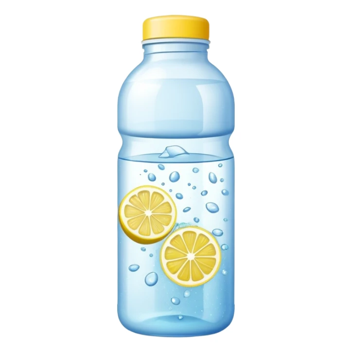 Morning hydration symbol: water bottle with lemon slice and sparkles representing creatine powder sticker