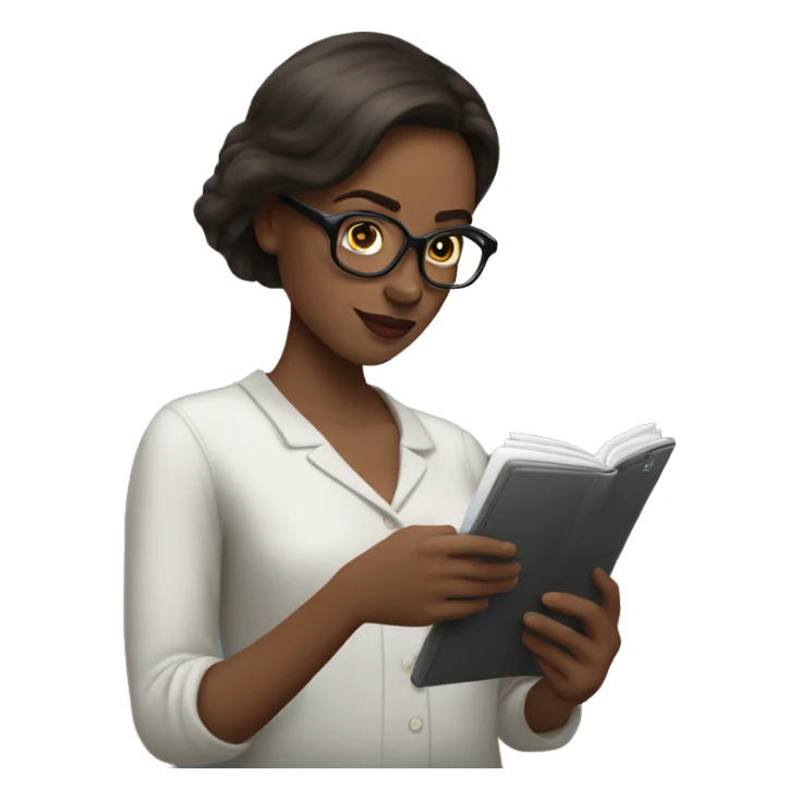 Pale brunette woman reading Amazon kindle sticker