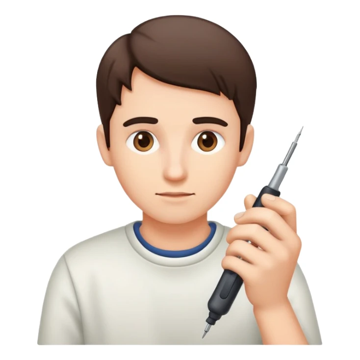 Person carefully adjusting or tweaking a device with a small tool like a screwdriver sticker