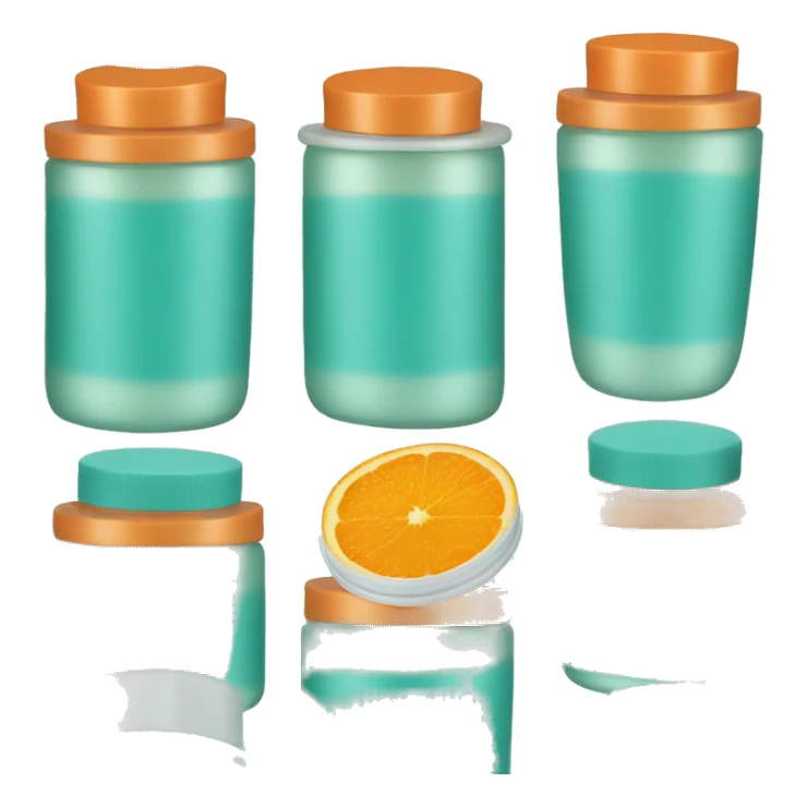 teal jar of skincare with orange cap sticker