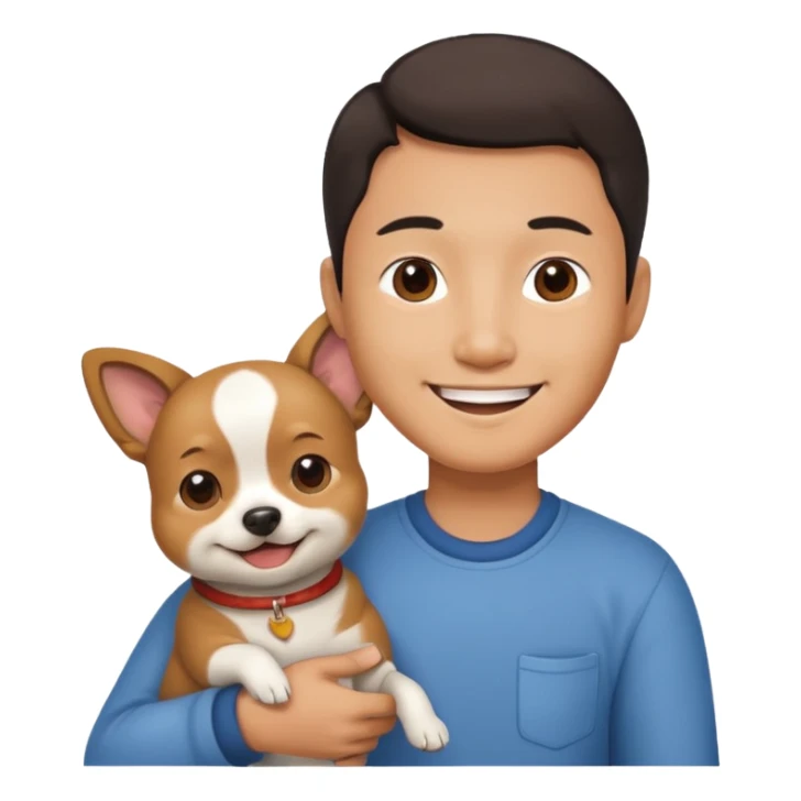 Chinese man with a dog sticker